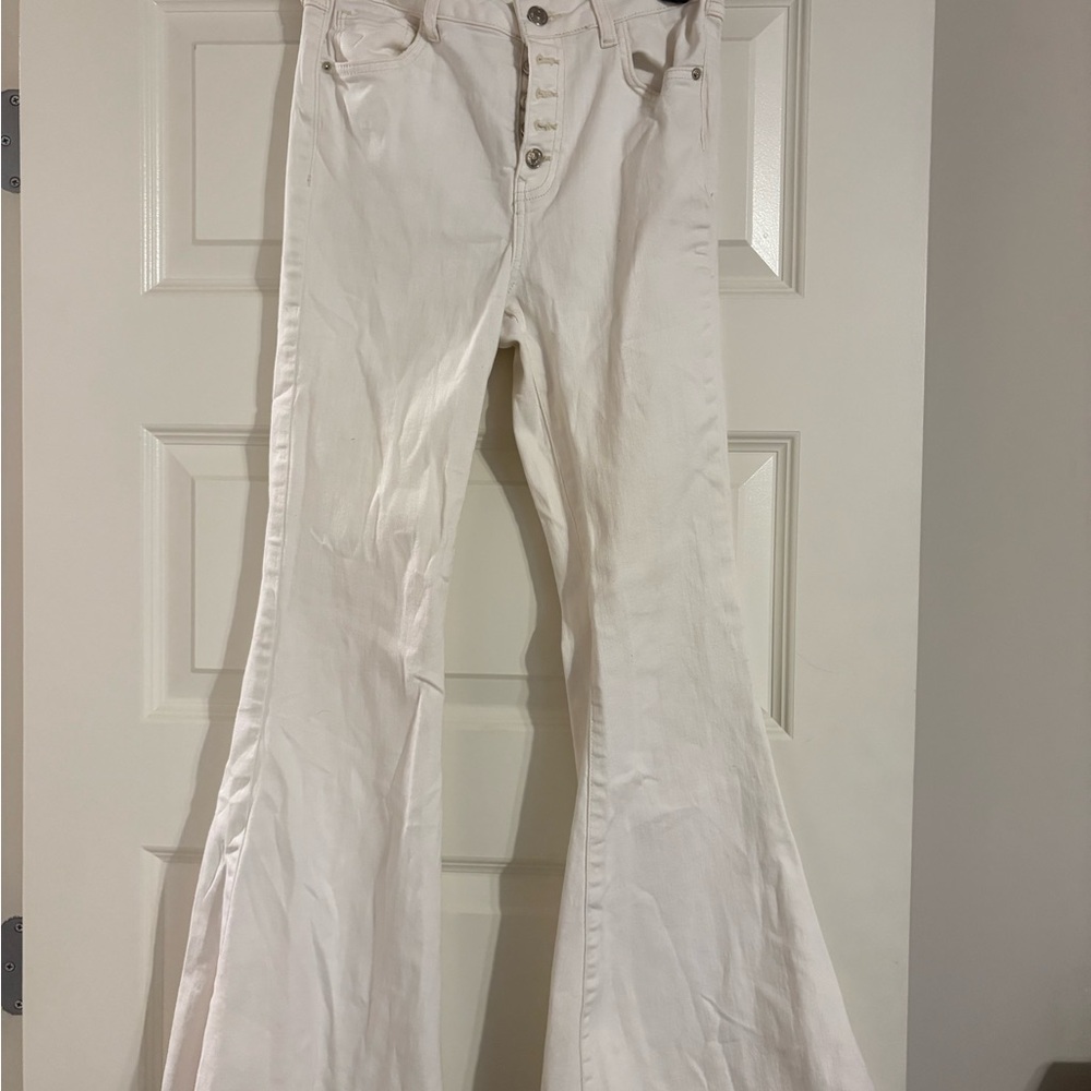 Forever 21 Cream Flare Jeans